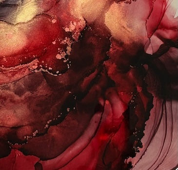 Original artwork in the fiery colours of red, copper and gold. Abstract art for your wall representing hope, resilience and rebirth