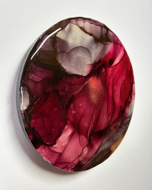 Contemporary art of abstract symbolism exploring themes of transformation and rebirth, of finding our resolve and strength as we pass through our darkest times. This abstract art features red and black colours in a gothic aesthetic.