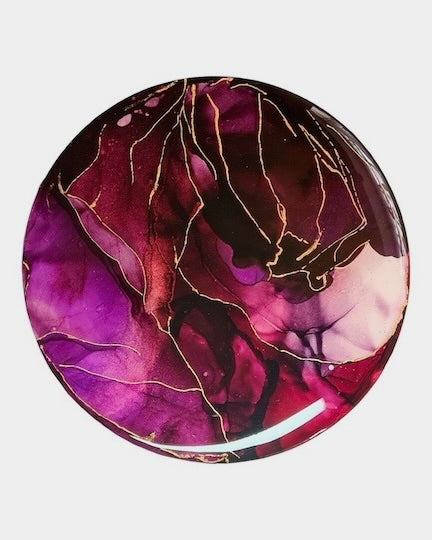  Modern abstract art in kintsugi style. Red and purple with copper leaf gives a gorgeous, attractive design. Handcrafted and ready to hang.