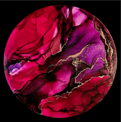 Gothy vibes in this wall abstract decor. Created with amethyst and ruby with highlights of bass it has a dark smoky appeal which speaks of the  mystical.
