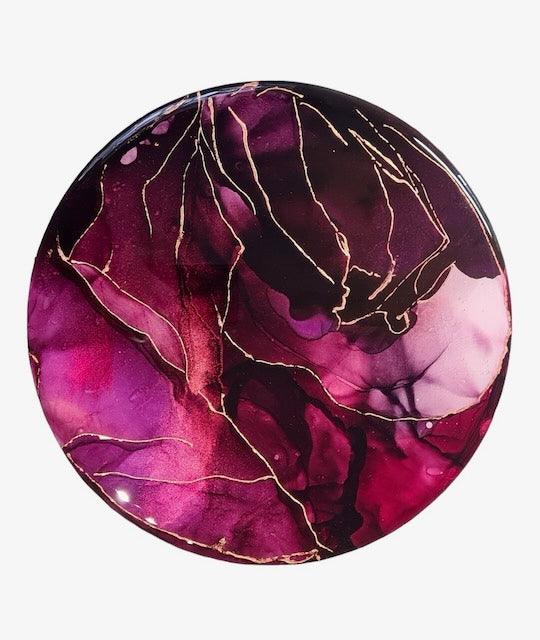 Circle artwork created in a round composition - This original painting represents deep symbolic art of rebirth and overcoming adversity.